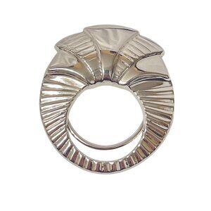 Vintage Jeri-Lou Scarf Clip Silver-toned Sunburst Fan Motif Egyptian Revival